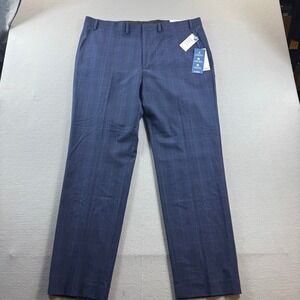 Ryan Seacrest Distinction Dress Pants Men 40x32 Dark Blue Windowpane Stretch
